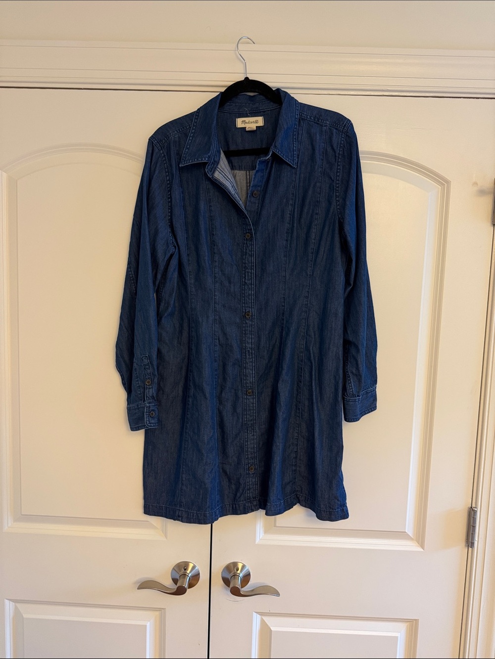 Madewell Denim Seamed Mini Dress in Clearfield Wash